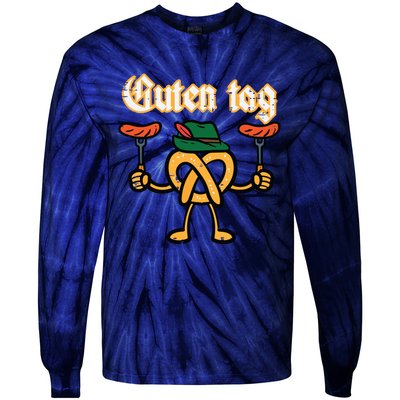 Oktoberfest Guten Tag Pretzel German Costume Tie-Dye Long Sleeve Shirt