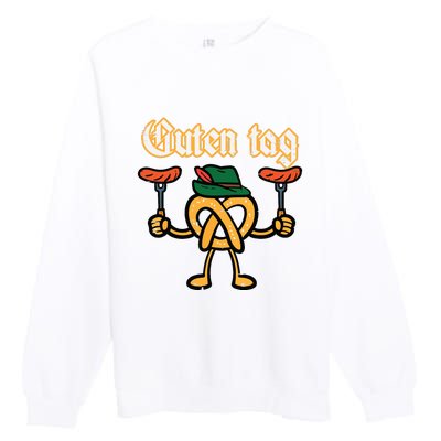 Oktoberfest Guten Tag Pretzel German Costume Premium Crewneck Sweatshirt