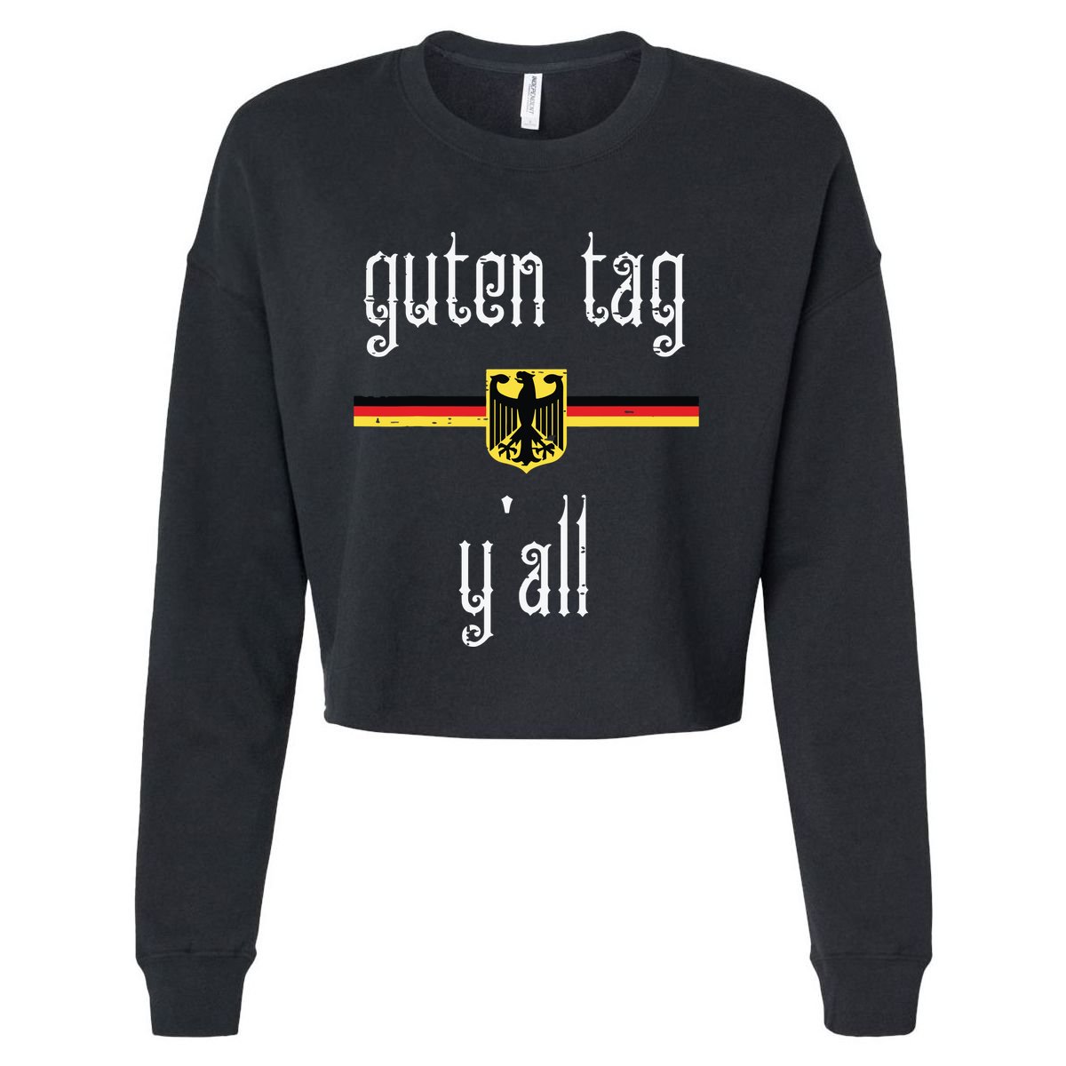 Oktoberfest Guten Tag Yall German Flag Eagle Cropped Pullover Crew