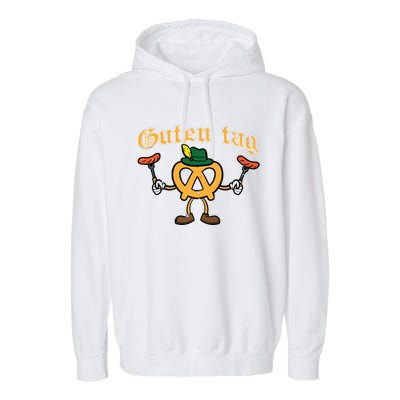 Oktoberfest Guten Tag Pretzel Sausages German Garment-Dyed Fleece Hoodie