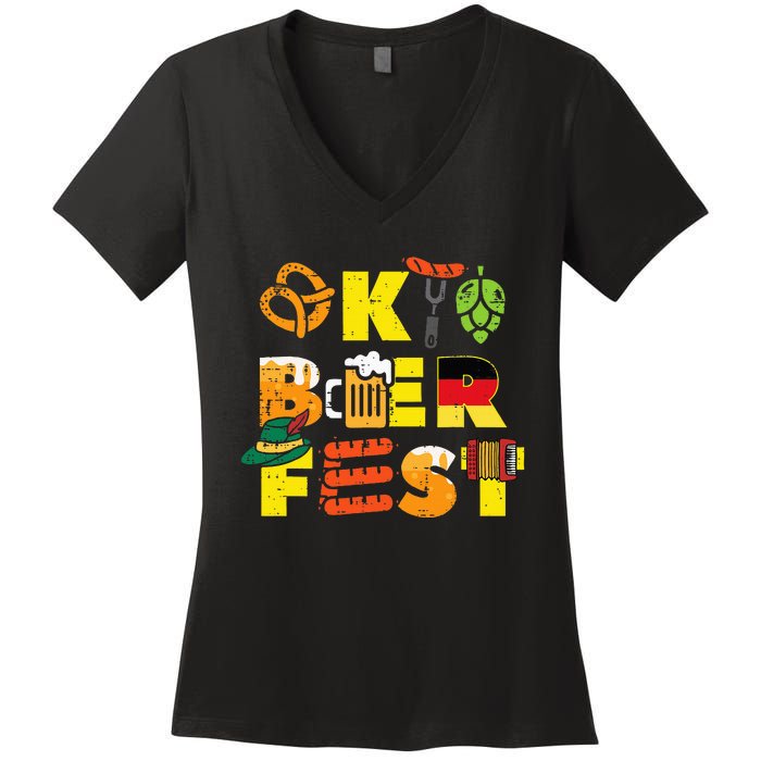 Oktoberfest German Things Cute Bavarian Festival Women's V-Neck T-Shirt