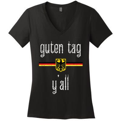 Oktoberfest Guten Tag Yall German Flag Eagle Women's V-Neck T-Shirt