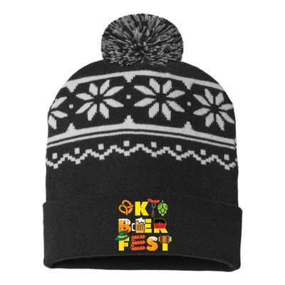 Oktoberfest German Things Cute Bavarian Festival Women USA-Made Snowflake Beanie