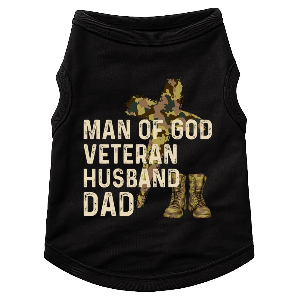 Of God Veteran Husband Dad Christian Jesus Camouflage Gift Doggie Tank