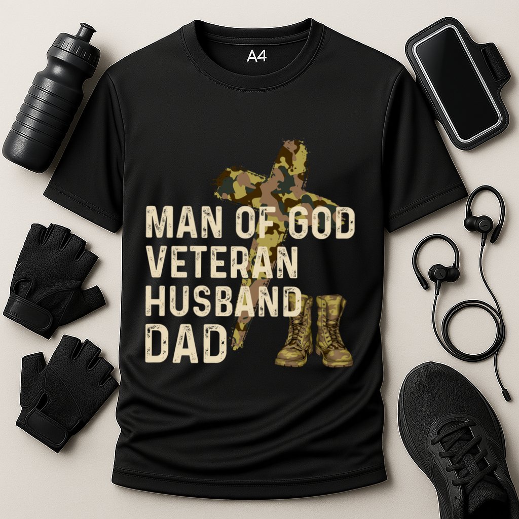 Of God Veteran Husband Dad Christian Jesus Camouflage Gift Cooling Performance Crew T-Shirt