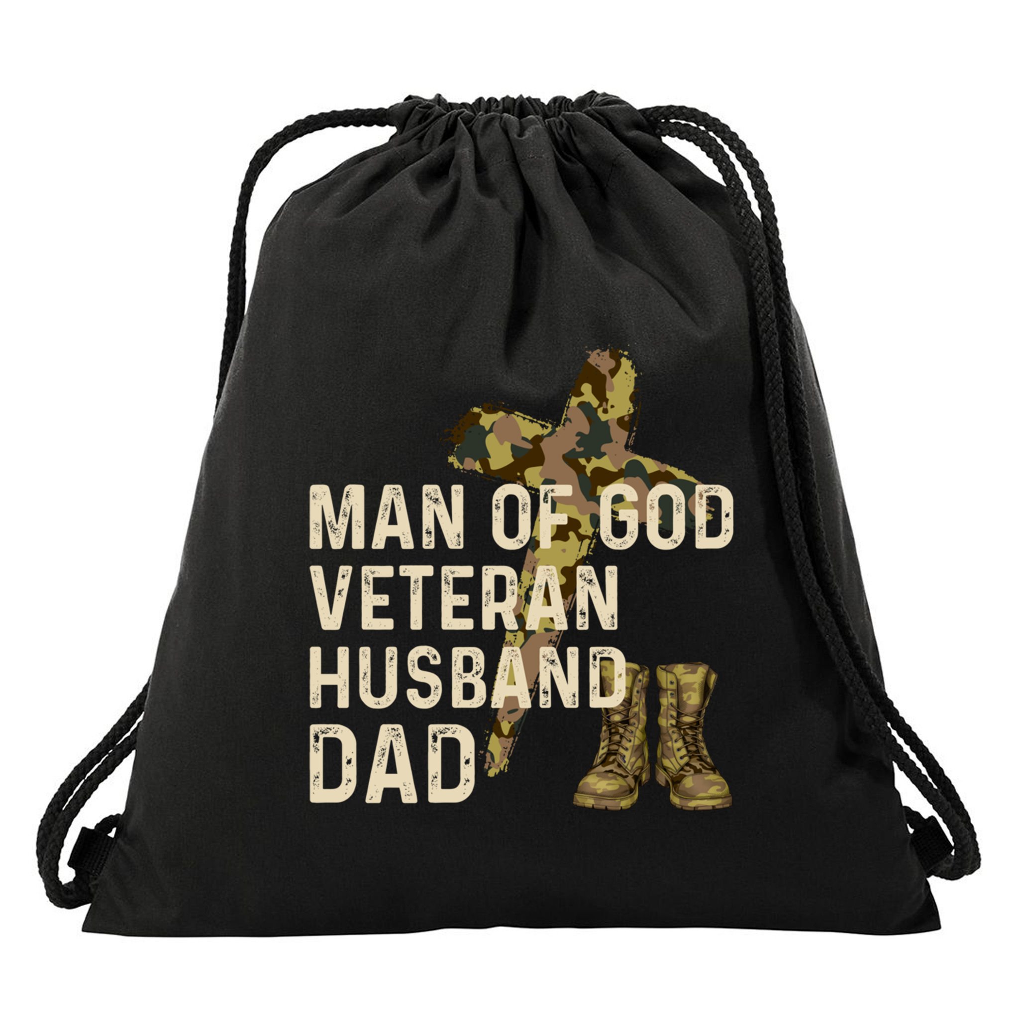 Of God Veteran Husband Dad Christian Jesus Camouflage Gift Drawstring Bag