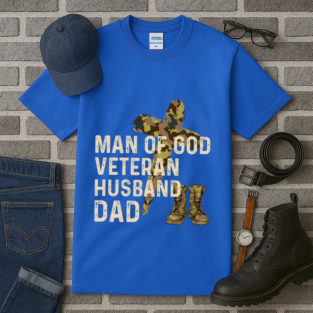 Of God Veteran Husband Dad Christian Jesus Camouflage Gift Tall T-Shirt
