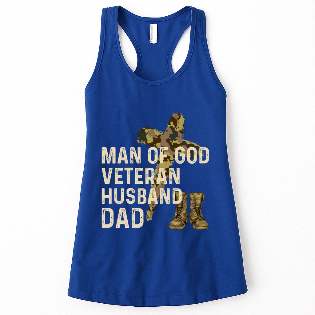 Of God Veteran Husband Dad Christian Jesus Camouflage Gift Womens Tank Top
