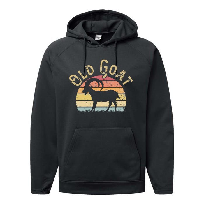 Old Goat Vintage I Like Goats Funny Goat Lover Theme Performance Fleece Hoodie