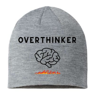 Overthinker Graphic With Picture Of Brain And Fire Sustainable Beanie