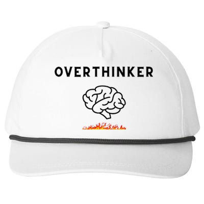 Overthinker Graphic With Picture Of Brain And Fire Snapback Five-Panel Rope Hat