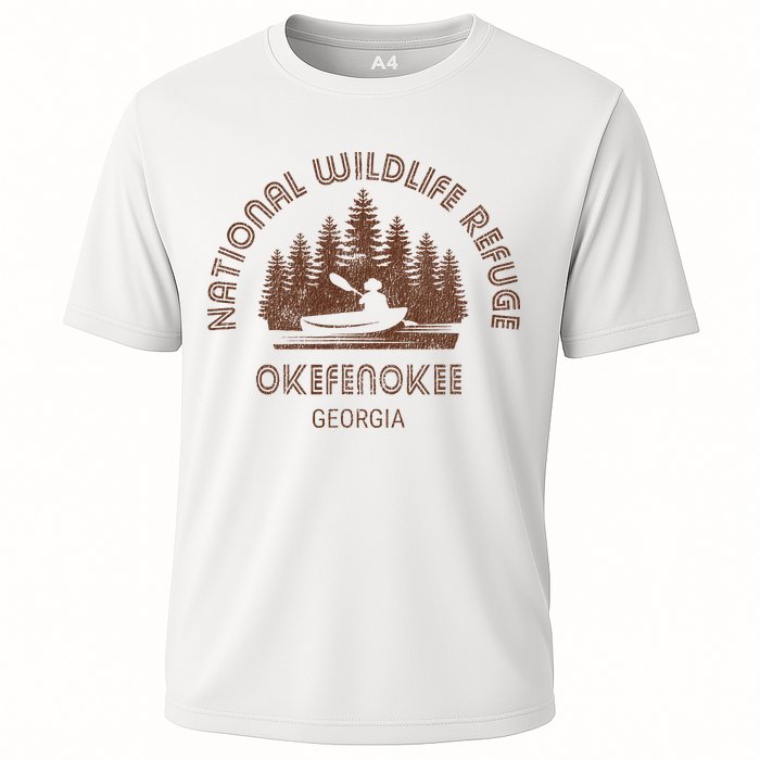 Okefenokee Georgia Wildlife Refuge Canoe Cooling Performance Crew T-Shirt
