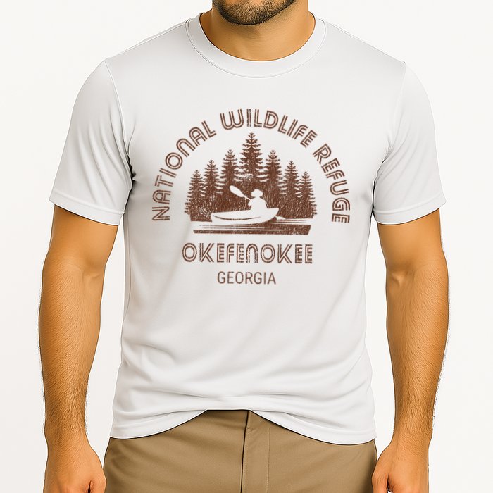 Okefenokee Georgia Wildlife Refuge Canoe Cooling Performance Crew T-Shirt