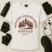 Okefenokee Georgia Wildlife Refuge Canoe Cooling Performance Crew T-Shirt