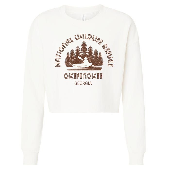 Okefenokee Georgia Wildlife Refuge Canoe Cropped Pullover Crew