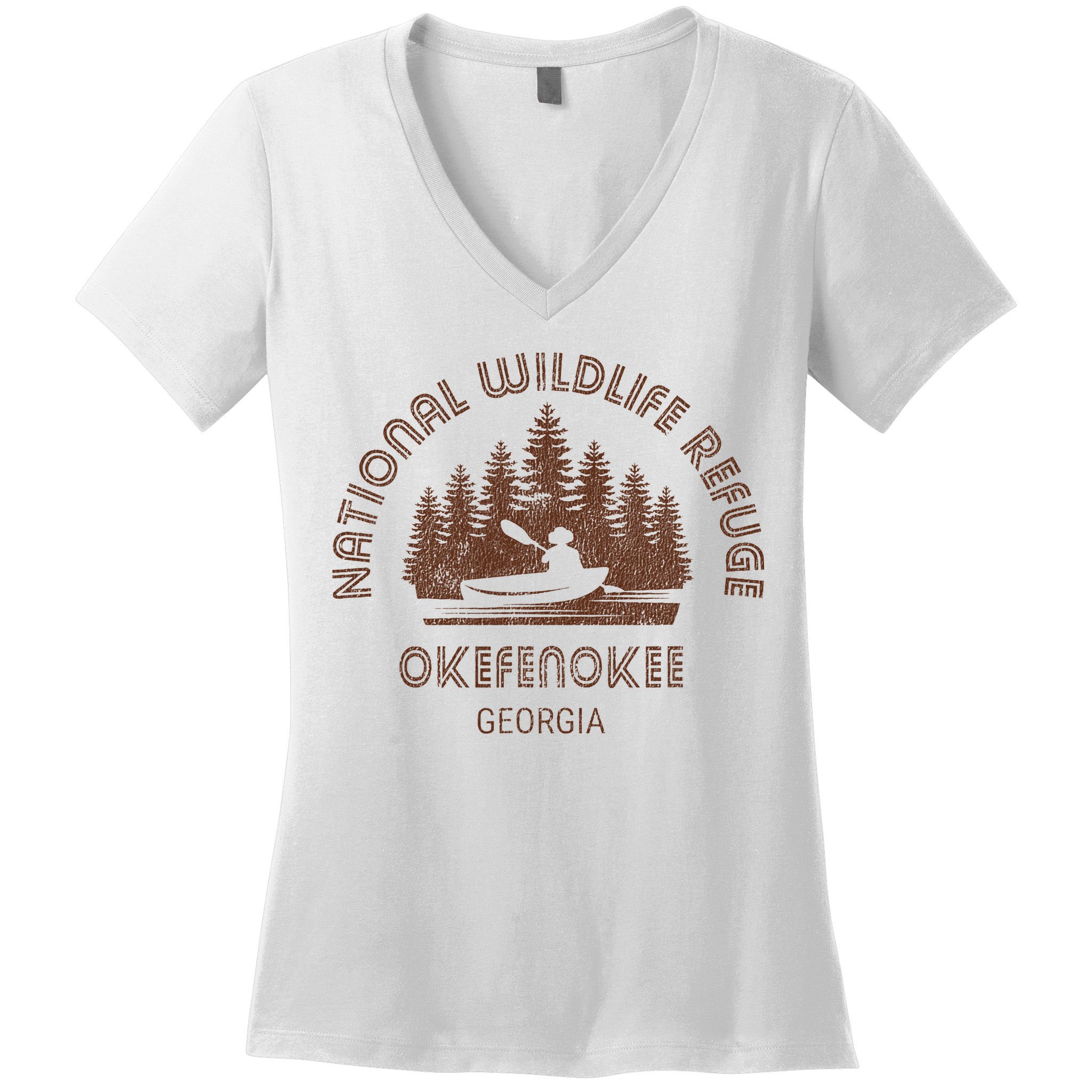 Okefenokee Georgia Wildlife Refuge Canoe Women's V-Neck T-Shirt