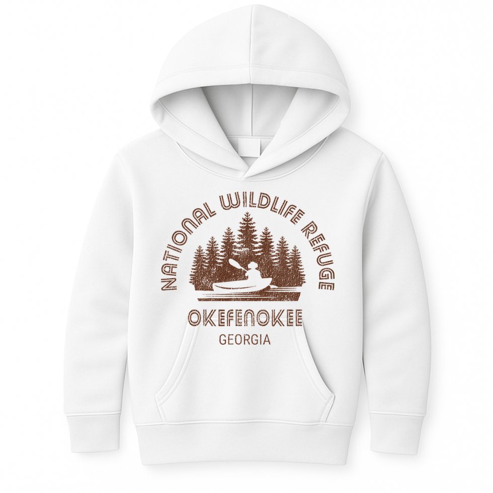 Okefenokee Georgia Wildlife Refuge Canoe Kids Hoodie