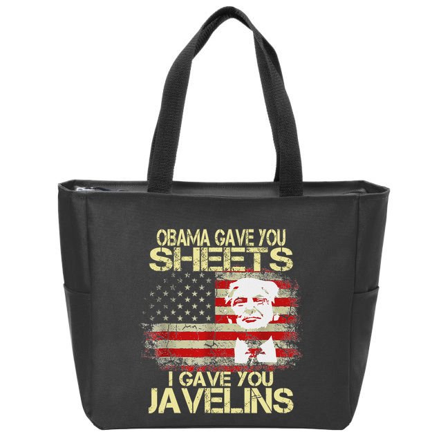 Obama Gave You Sheet I Gave You Javelins Trump Zelensky Zip Tote Bag