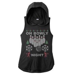 Oh Bowly Night Ugly Christmas Ladies PosiCharge Tri-Blend Wicking Draft Hoodie Tank