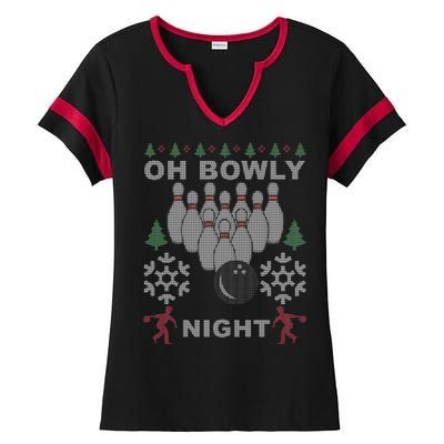 Oh Bowly Night Ugly Christmas Ladies Halftime Notch Neck Tee