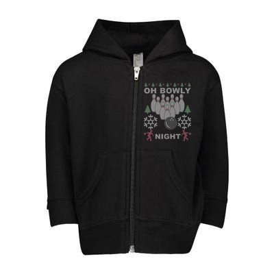 Oh Bowly Night Ugly Christmas Toddler Zip Fleece Hoodie