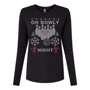 Oh Bowly Night Ugly Christmas Womens Cotton Relaxed Long Sleeve T-Shirt