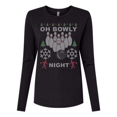 Oh Bowly Night Ugly Christmas Womens Cotton Relaxed Long Sleeve T-Shirt