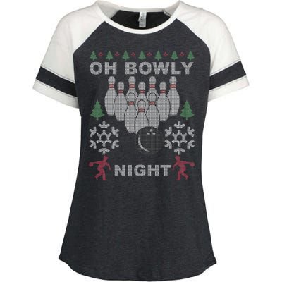 Oh Bowly Night Ugly Christmas Enza Ladies Jersey Colorblock Tee