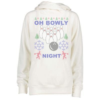 Oh Bowly Night Ugly Christmas Womens Funnel Neck Pullover Hood