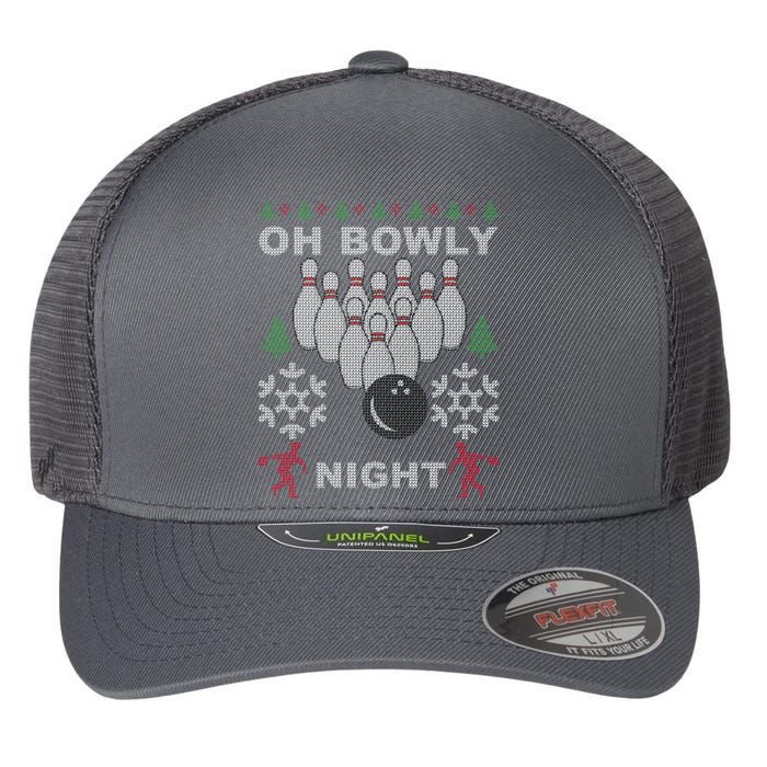 Oh Bowly Night Ugly Christmas Flexfit Unipanel Trucker Cap