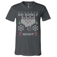 Oh Bowly Night Ugly Christmas V-Neck T-Shirt