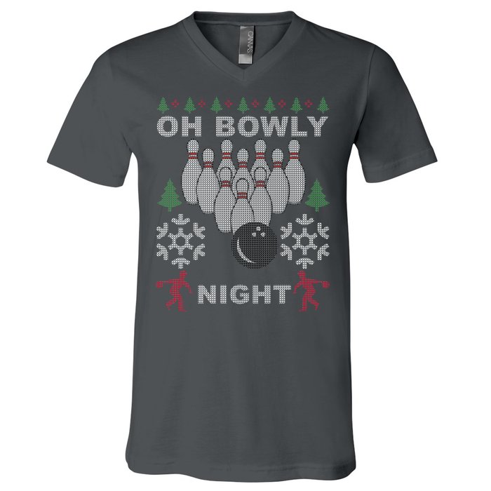 Oh Bowly Night Ugly Christmas V-Neck T-Shirt