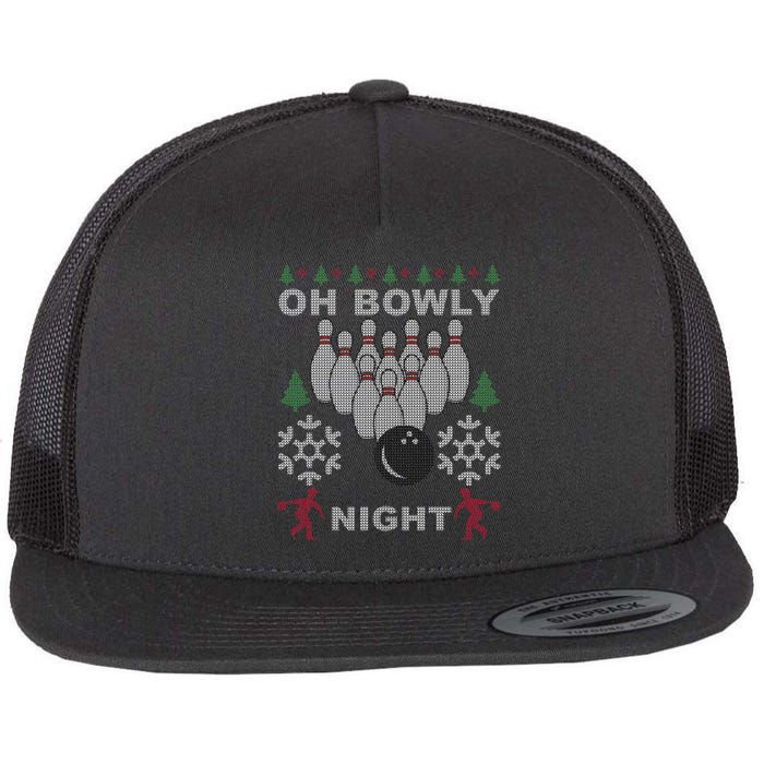 Oh Bowly Night Ugly Christmas Flat Bill Trucker Hat