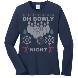 Oh Bowly Night Ugly Christmas Ladies Long Sleeve Shirt