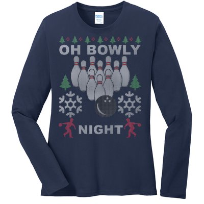 Oh Bowly Night Ugly Christmas Ladies Long Sleeve Shirt