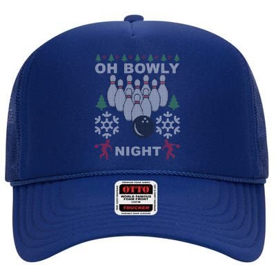 Oh Bowly Night Ugly Christmas High Crown Mesh Back Trucker Hat