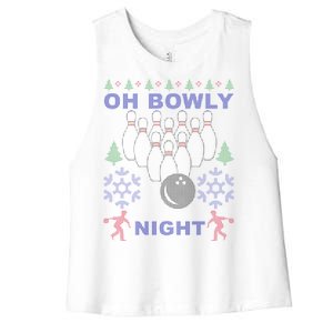 Oh Bowly Night Ugly Christmas Women's Racerback Cropped Tank