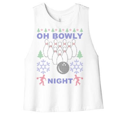 Oh Bowly Night Ugly Christmas Women's Racerback Cropped Tank