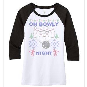 Oh Bowly Night Ugly Christmas Women's Tri-Blend 3/4-Sleeve Raglan Shirt