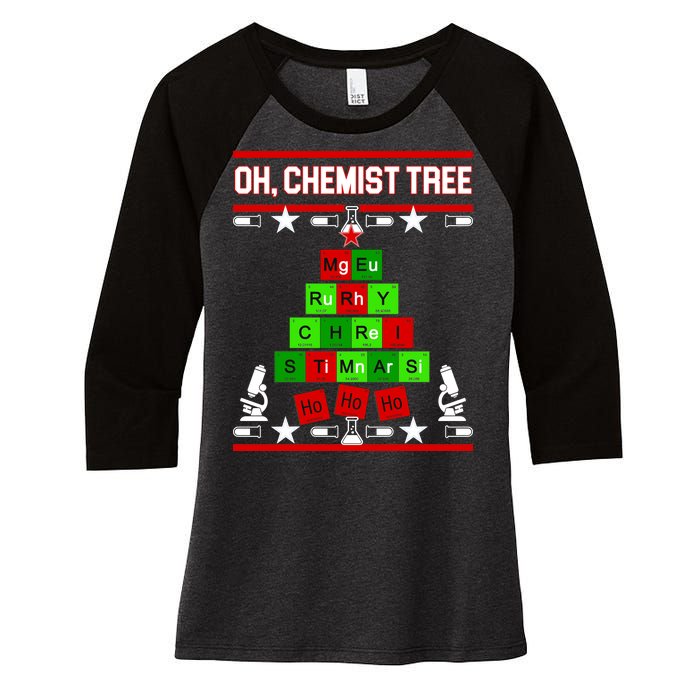 Oh Chemist Tree Women's Tri-Blend 3/4-Sleeve Raglan Shirt