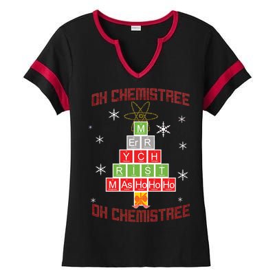 Oh Chemist Tree Funny Christmas Ladies Halftime Notch Neck Tee