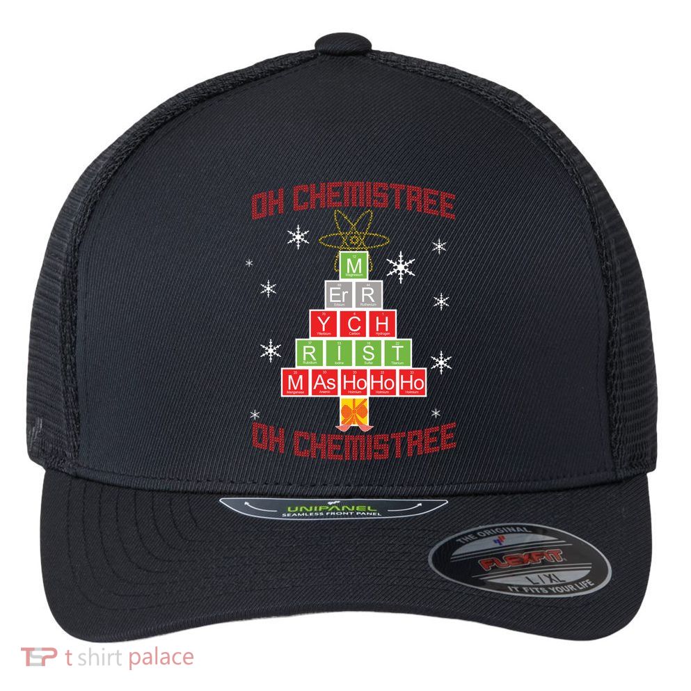 Oh Chemist Tree Funny Christmas Flexfit Unipanel Trucker Cap