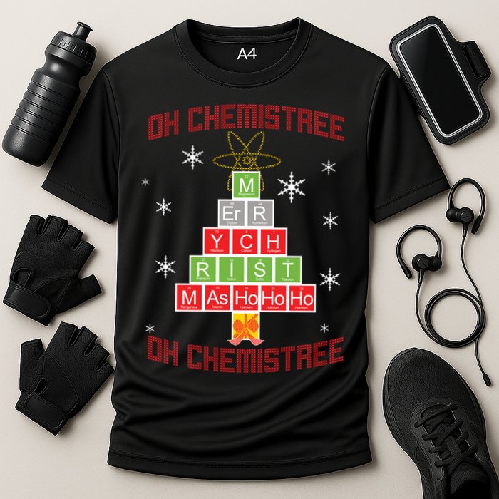 Oh Chemist Tree Funny Christmas Cooling Performance Crew T-Shirt