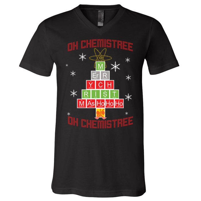 Oh Chemist Tree Funny Christmas V-Neck T-Shirt