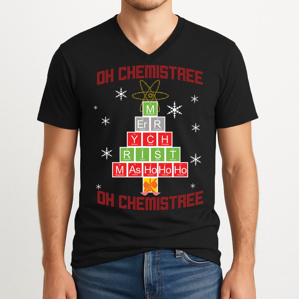 Oh Chemist Tree Funny Christmas V-Neck T-Shirt