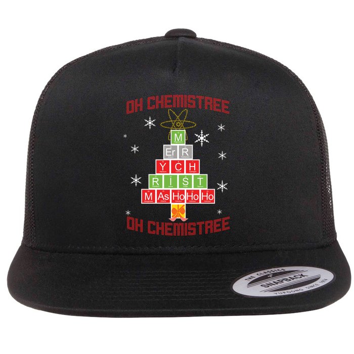 Oh Chemist Tree Funny Christmas Flat Bill Trucker Hat