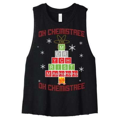 Oh Chemist Tree Funny Christmas Women's Racerback Cropped Tank