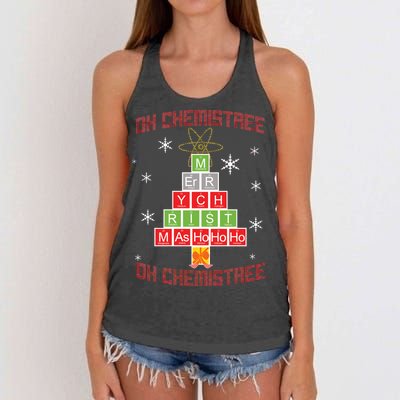 Oh Chemist Tree Funny Christmas Women's Knotted Racerback Tank