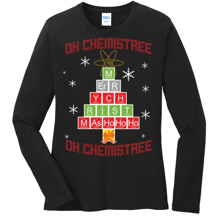 Oh Chemist Tree Funny Christmas Ladies Long Sleeve Shirt