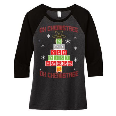 Oh Chemist Tree Funny Christmas Women's Tri-Blend 3/4-Sleeve Raglan Shirt